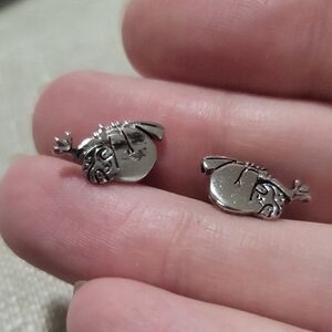 Silver Sloth Stud Earrings